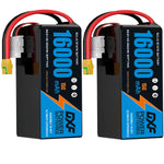 DXF 6S 22.2V 16000mAh 15C Soft Case LiPo Battery with 8AWG Wire for Toy Cars, Boats, UAVs & Drones (1-6 Pack)