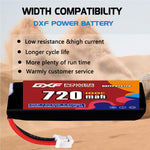 DXF 2S 7.6V 720mAh 100C LiPo Battery for FPV Micro Drones (PH2.0 / JST / XT30 / SM / XT60 / EC5 / XT90 Options)