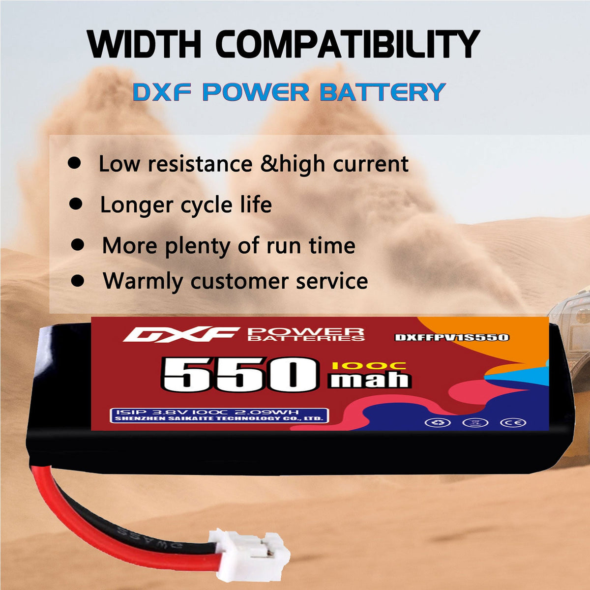DXF 1S 3.8V 720mAh 100C LiPo Battery for FPV Micro Drones (PH2.0 / JST / XT30 / SM / XT60 / EC5 / XT90 Options)
