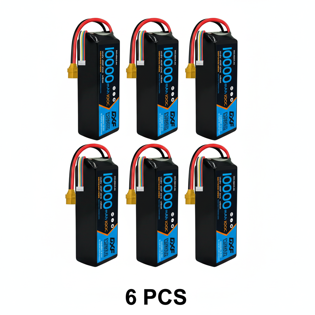 DXF 4S 14.8V 10000mAh 100C Graphene Softcase LiPo Battery with XT90 & 10AWG Wire (1-6 Pack)