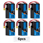 DXF SEMI-SOLID 12S 44.4V 66000mAh 5C Soft Case LiPo Battery with 8AWG Wire for Toy Cars, Boats, UAVs & Drones (1-6 Pack)
