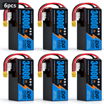 DXF SEMI-SOLID 12S 46.2V 34000mAh 15C Soft Case LiPo Battery with 8AWG Wire for Toy Cars, Boats, UAVs & Drones (1-6 Pack)