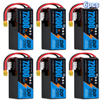 DXF 6S 22.2V 72000mAh 5C Soft Case LiPo Battery with 8AWG Wire for Toy Cars, Boats, UAVs & Drones (1-6 Pack)