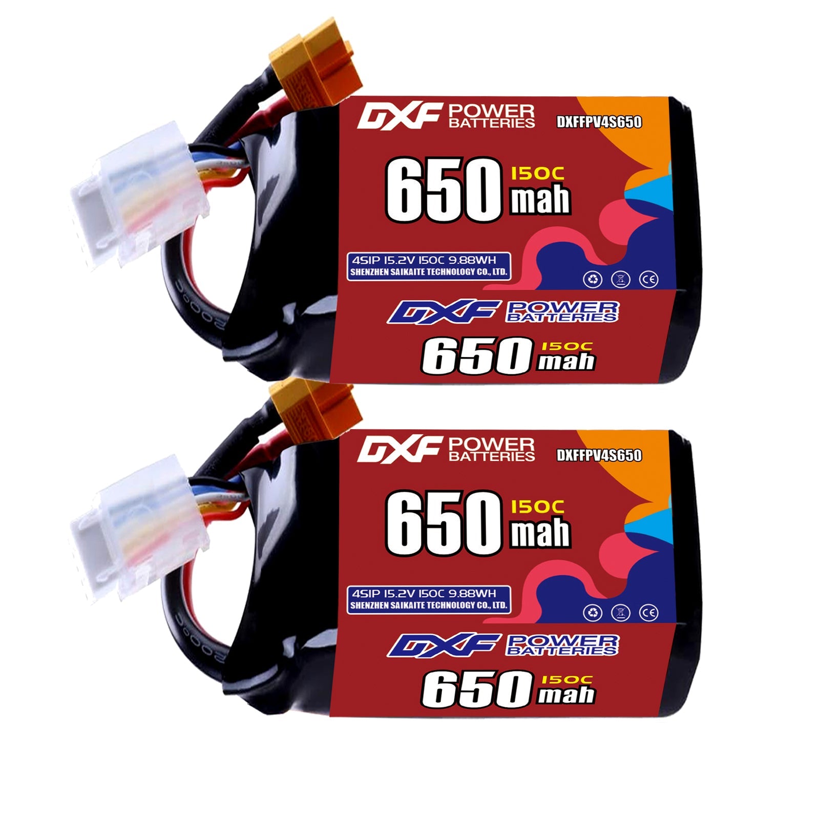 DXF 4S 15.2V 650mAh 150C LiPo Battery for FPV Micro Drones (PH2.0 / JST / XT30 / SM / XT60 / EC5 / XT90 Options)