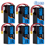 DXF SEMI-SOLID 12S 44.4V 12000mAh 15C Soft Case LiPo Battery with 8AWG Wire for Toy Cars, Boats, UAVs & Drones (1-6 Pack)