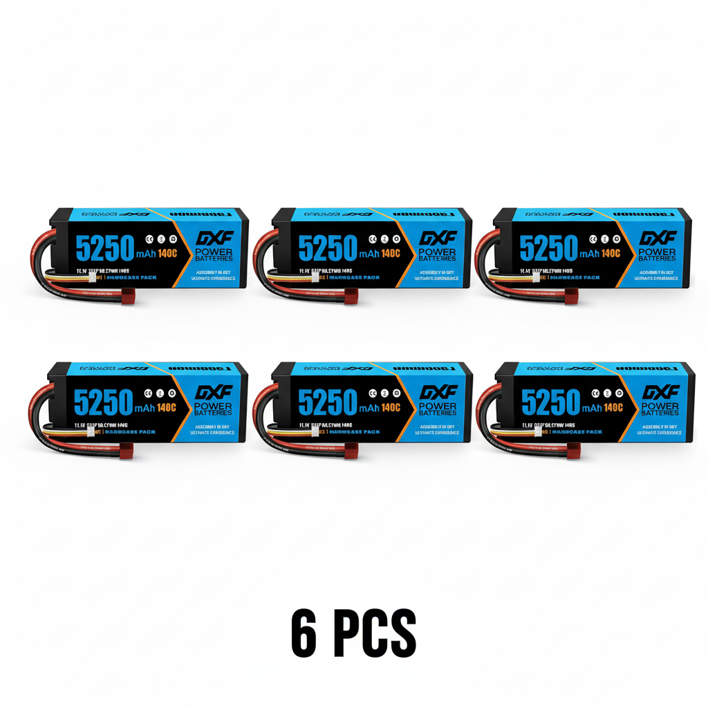 DXF 3S 11.1V 5250mAh 140C Graphene Hardcase LiPo Battery with Deans T-Plug & 10AWG Wire (1-6 Pack)