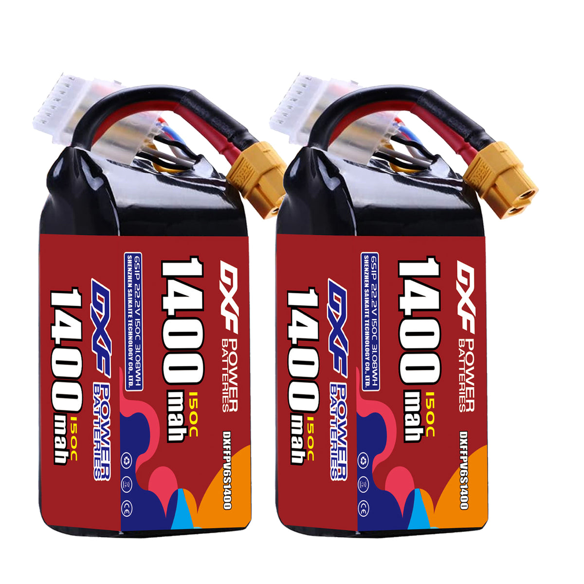 DXF 6S 22.2V 1400mAh 150C LiPo Battery for FPV Micro Drones (PH2.0 / JST / XT30 / SM / XT60 / EC5 / XT90 Options)