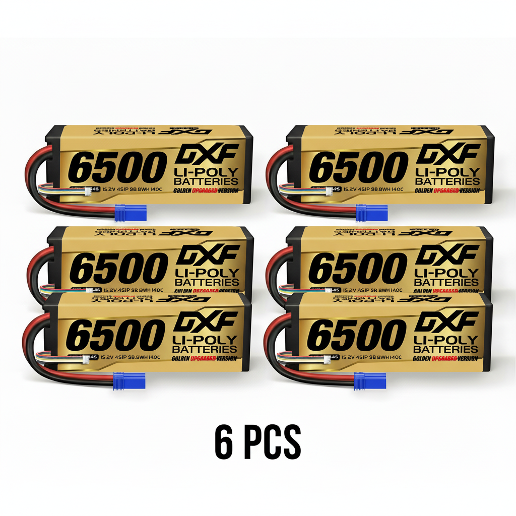 DXF GoldSeries 4S HV 15.2V 6500mAh 140C Graphene Hardcase LiPo Battery with EC5 & 10AWG Wire (1-6 Pack)