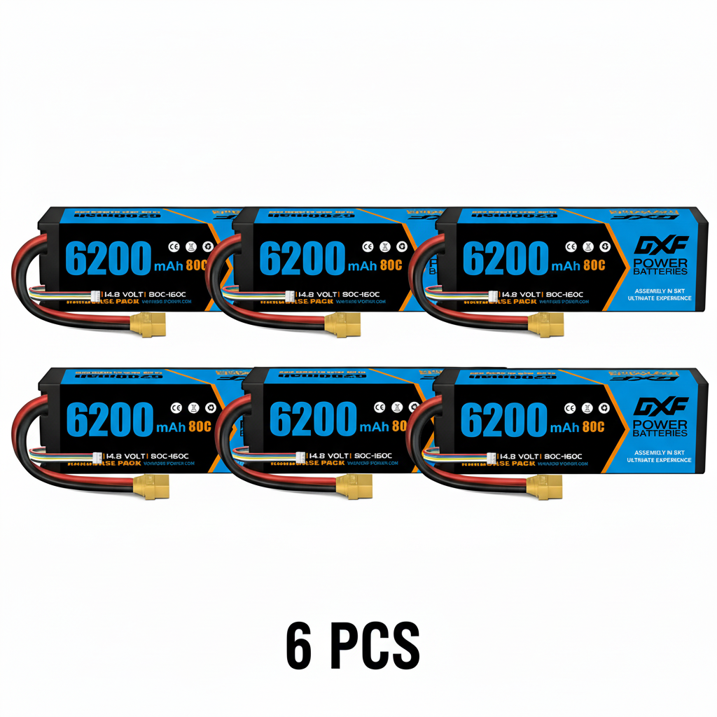 DXF 4S 14.8V 6200mAh 80C Graphene Hardcase LiPo Battery XT90 for 1/8 1/10 RC Buggy Truck Car Drone (1-6 Pack)