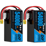 DXF 6S 22.2V 54000mAh 5C Soft Case LiPo Battery with 8AWG Wire for Toy Cars, Boats, UAVs & Drones (1-6 Pack)
