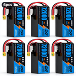 DXF SEMI-SOLID 14S 53.9V 72000mAh 15C Soft Case LiPo Battery with 8AWG Wire for Toy Cars, Boats, UAVs & Drones (1-6 Pack)