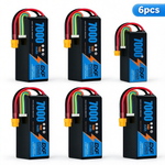 DXF 6S 22.2V 7000mAh 100C Softcase LiPo Battery with XT60 & 10AWG Wire for 1/8 RC Cars (1-6 Pack)