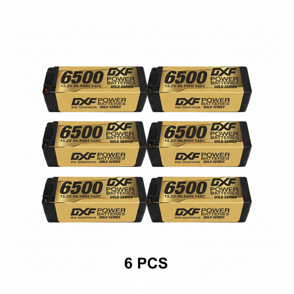 DXF Gold Series 4S HV 15.2V 6500mAh 140C Graphene LCG Hardcase LiPo with 5mm to EC5 & 10AWG Wire (1-6 Pack)