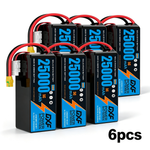 DXF 6S 22.2V 25000mAh 5C Soft Case LiPo Battery with 8AWG Wire for Toy Cars, Boats, UAVs & Drones (1-6 Pack)