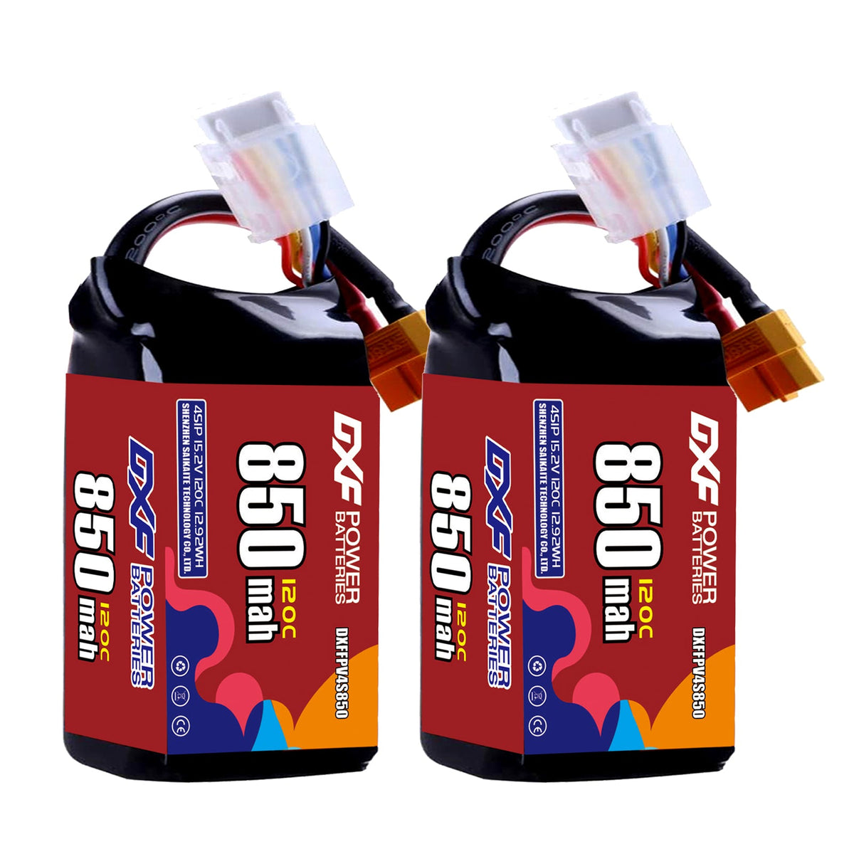 DXF 4S 15.2V 850mAh 120C LiPo Battery for FPV Micro Drones (PH2.0 / JST / XT30 / SM / XT60 / EC5 / XT90 Options)