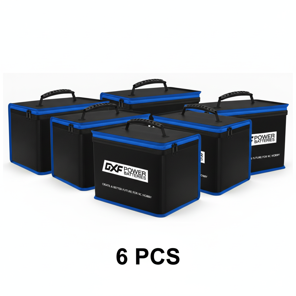 DXF LiPo Battery Fireproof Safety Bag - Charging & Storage Guard with Double Zipper (1-6 Pack Options Available)