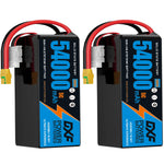 DXF SEMI-SOLID 14S 51.8V 54000mAh 5C Soft Case LiPo Battery with 8AWG Wire for Toy Cars, Boats, UAVs & Drones (1-6 Pack)