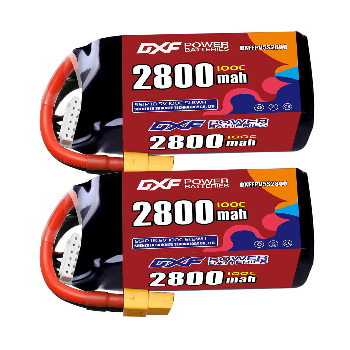 DXF 5S 18.5V 2800mAh 100C LiPo Battery for FPV Micro Drones (PH2.0 / JST / XT30 / SM / XT60 / EC5 / XT90 Options)