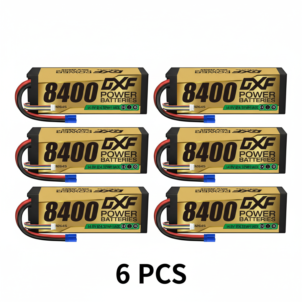DXF 4S 14.8V 8400mAh 140C Graphene Hardcase LiPo Battery with EC5 & 10AWG Wire (1-6 Pack)