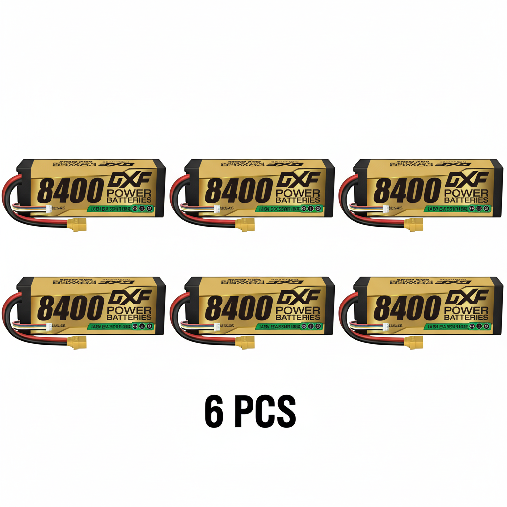 DXF 4S 14.8V 8400mAh 140C Graphene Hardcase LiPo Battery with XT90 & 10AWG Wire for RC Cars (1-6 Pack)