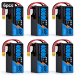 DXF 6S 23.1V 40000mAh 15C Soft Case LiPo Battery with 8AWG Wire for Toy Cars, Boats, UAVs & Drones (1-6 Pack)