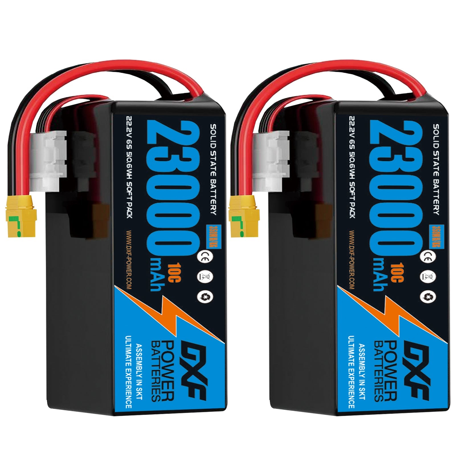 DXF 6S 22.2V 23000mAh 10C Soft Case LiPo Battery with 8AWG Wire for UAVs & Drones (1-6 Pack)