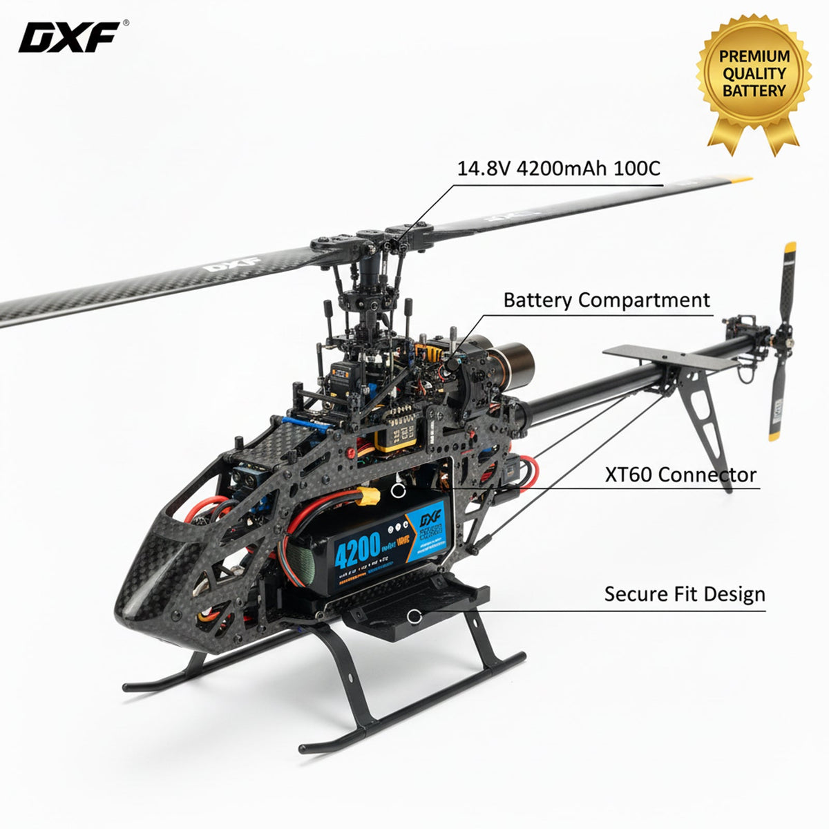 DXF 4S 14.8V 4200mAh 100C Graphene Soft Case LiPo Battery with XT60 Plug for Drones, Airplanes, Boats & RC Cars (2, 4, 6 Pack Available)