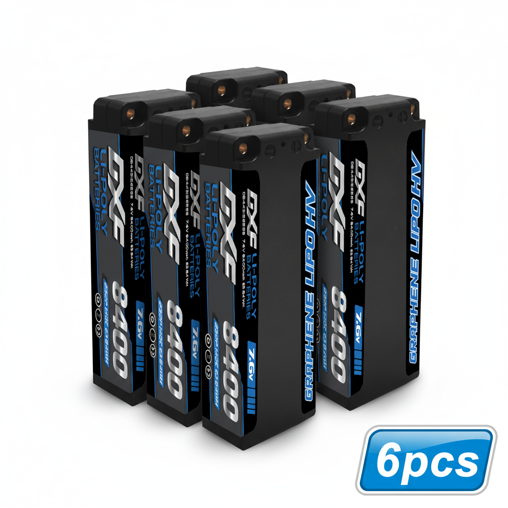 DXF 2S HV 7.6V 8400mAh 140C Graphene LiPo Hardcase Battery with 12AWG 5mm Bullet to Deans Plug for 1/8 1/10 RC Car Truck Boat Drone (1-6 Pack Available)