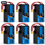 DXF 6S 23.1V 80000mAh 15C Soft Case LiHV Battery with 8AWG Wire for Toy Cars, Boats, UAVs & Drones (1-6 Pack)