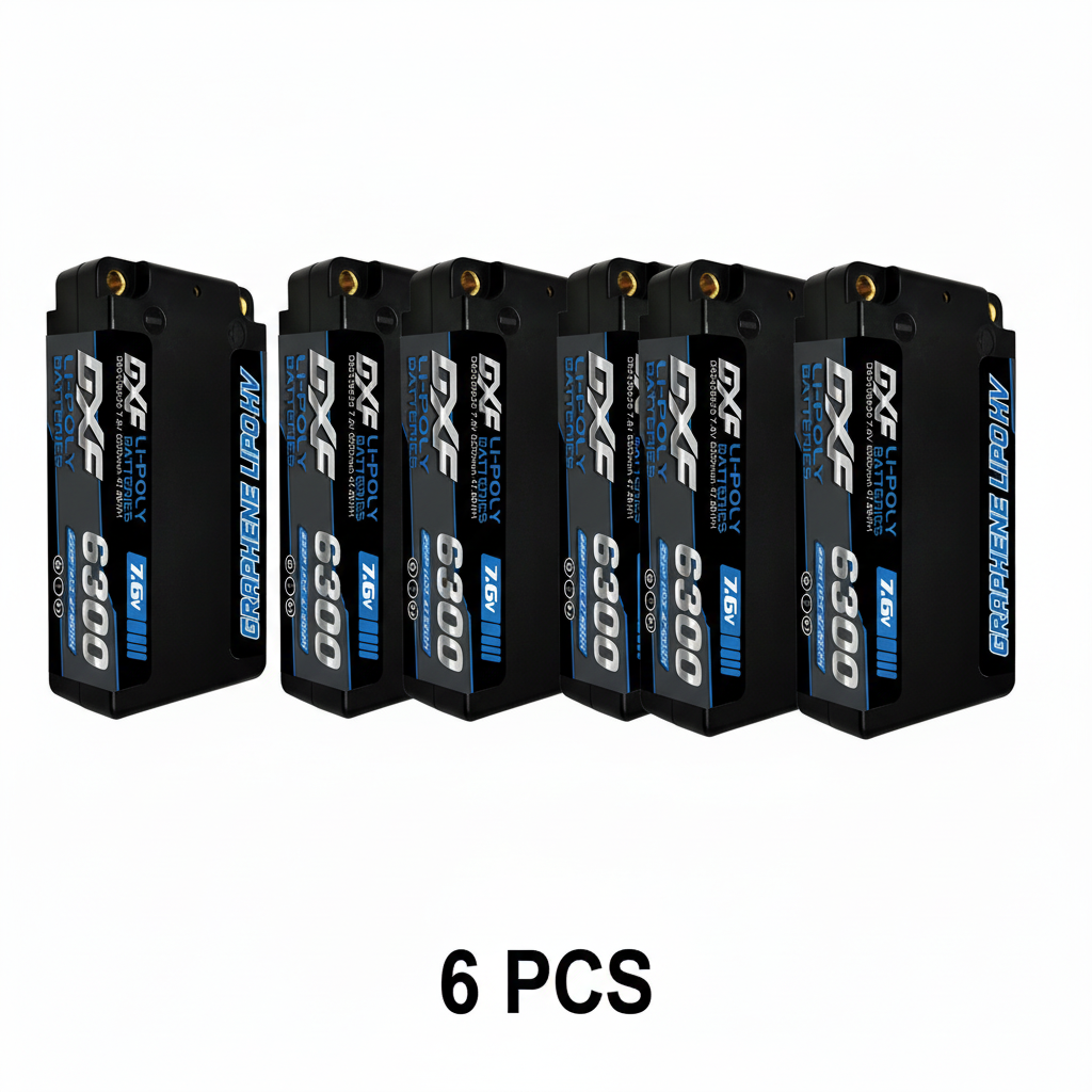 DXF Lipo Battery 2S 7.6V 6300mAh 140C Shorty 5MM Hardcase Battery Graphene Battery for RC Truck Drone 1/10 1/8 Scale Traxxas Slash 4x4 RC Car Buggy Truggy