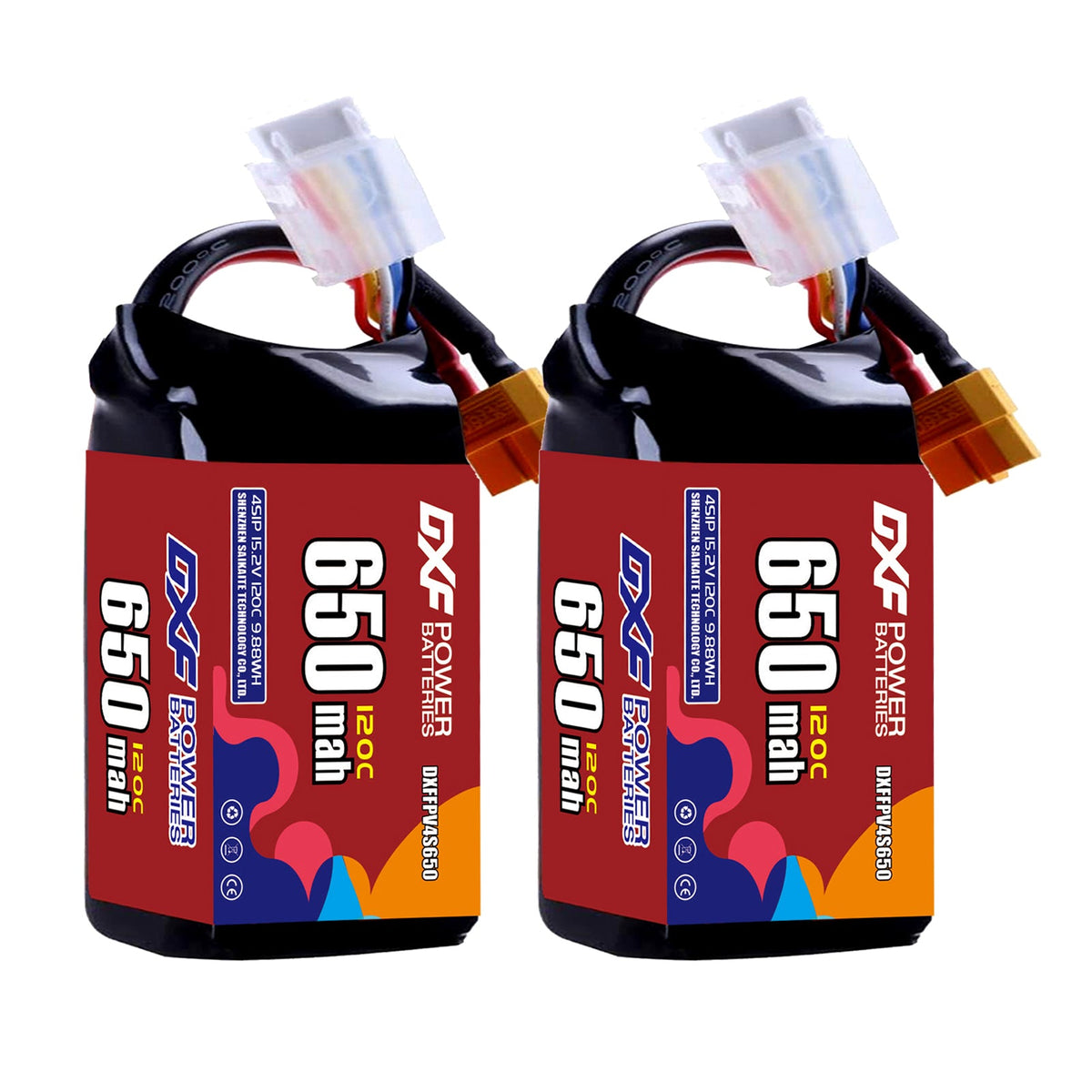 DXF 4S 15.2V 650mAh 120C LiPo Battery for FPV Micro Drones (PH2.0 / JST / XT30 / SM / XT60 / EC5 / XT90 Options)