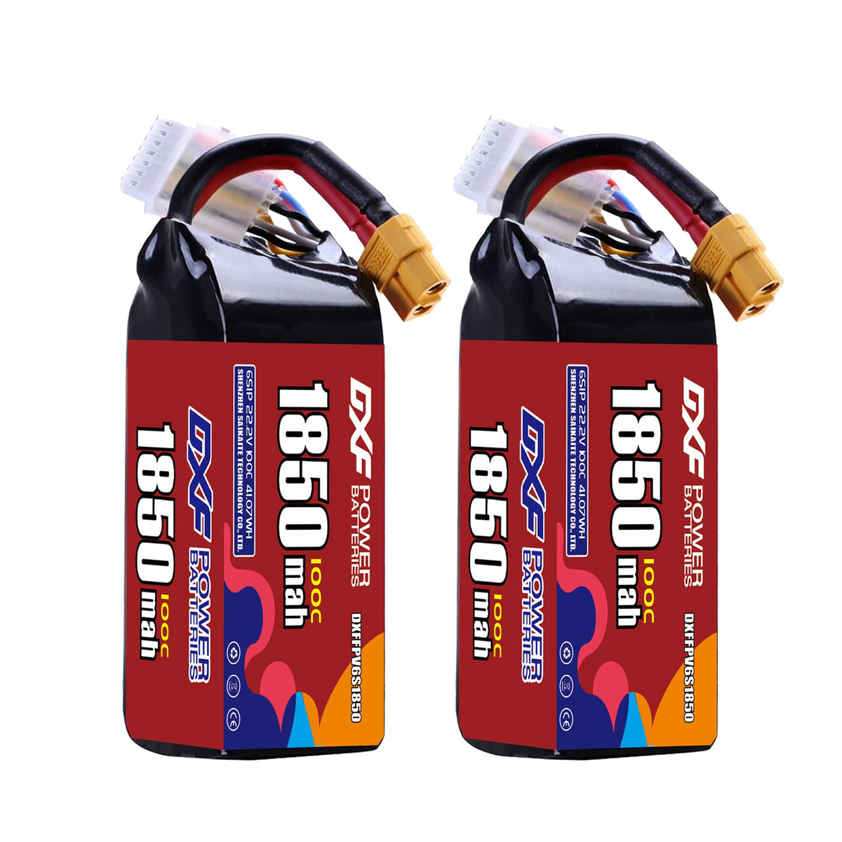 DXF 6S 22.2V 1850mAh 100C LiPo Battery for FPV Micro Drones (PH2.0 / JST / XT30 / SM / XT60 / EC5 / XT90 Options)