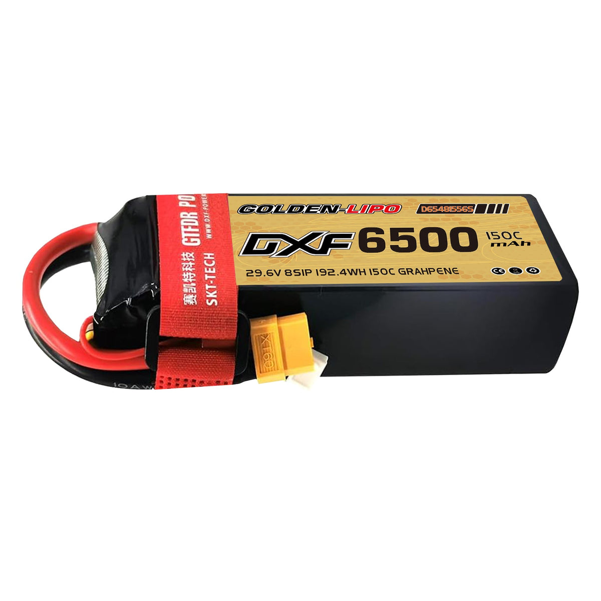 DXF Lipo Battery 8S 29.6V 6500mAh 150C Graphene Softcase with EC5 / T / TRX / XT60 / XT90 / XT150 / Q8s Plug for RC 1/8 1/10 Buggy Truck Car Off-Road Drone