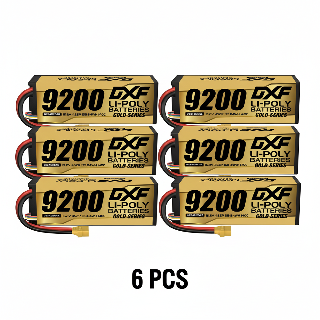 DXF GoldSeries 4S HV 15.2V 9200mAh 140C Graphene Hardcase LiPo Battery with XT90 & 10AWG Wire (1-6 Pack)