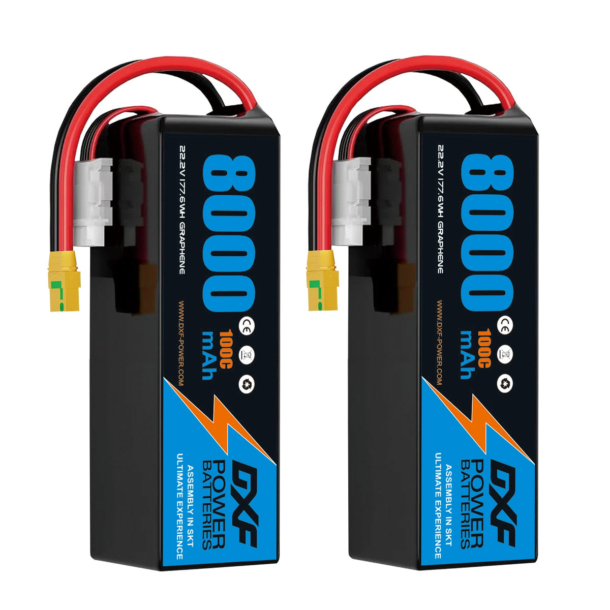 DXF LiPo Battery 6S 22.2V 8000mAh 100C Graphene Softcase Gold with EC5 / T / TRX / XT60 / XT90 / XT150 / Q8s Plug for RC 1/8 1/10 Buggy Truck Car Off-Road Drone