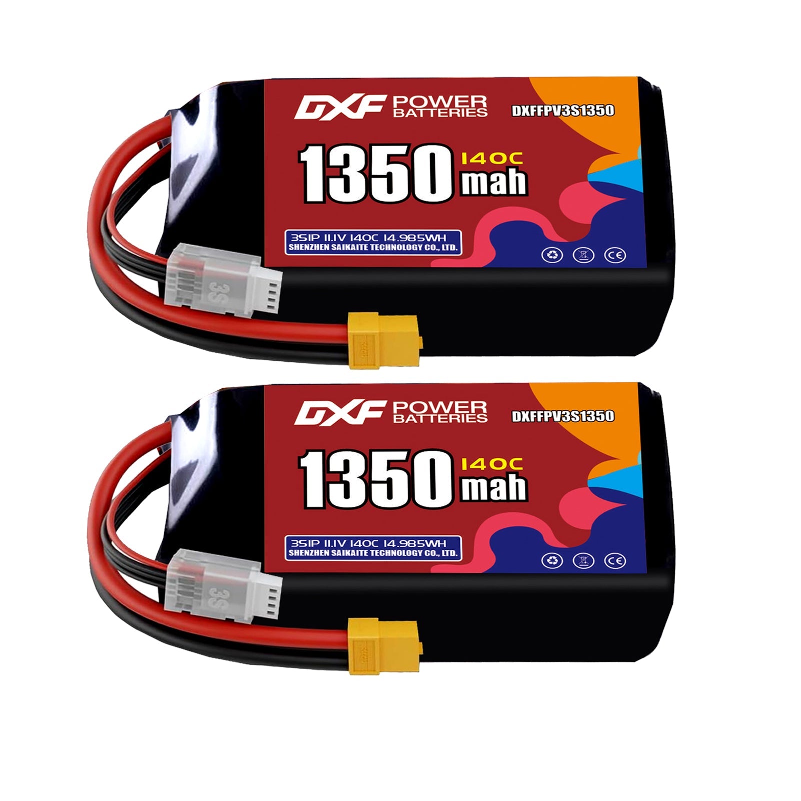 DXF 3S 11.1V 1350mAh 140C LiPo Battery for FPV Micro Drones (PH2.0 / JST / XT30 / SM / XT60 / EC5 / XT90 Options)