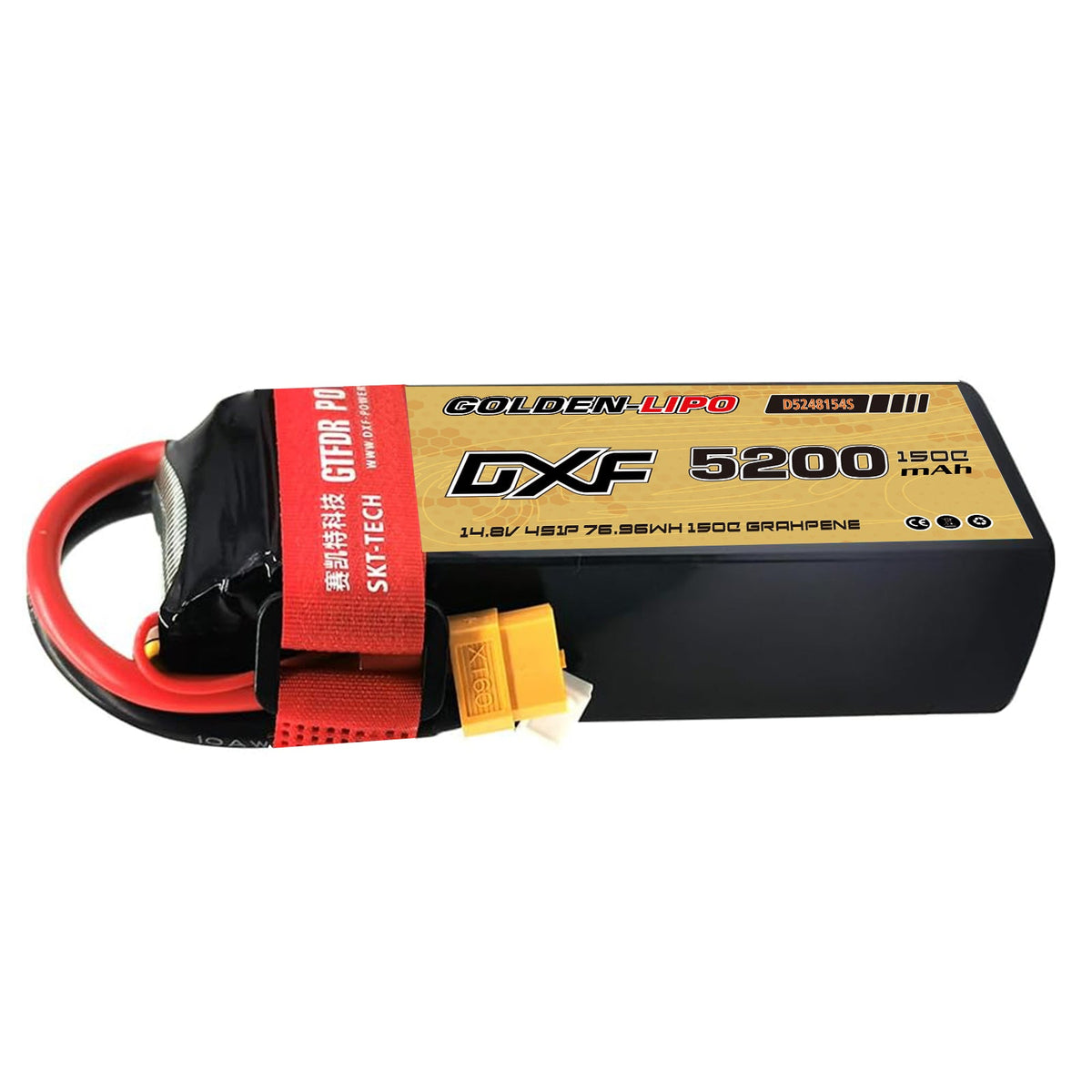 DXF Lipo Battery 4S 14.8V 5200mAh 150C Graphene Softcase with EC5 / T / TRX / XT60 / XT90 / XT150 / Q8s Plug for RC 1/8 1/10 Buggy Truck Car Off-Road Drone