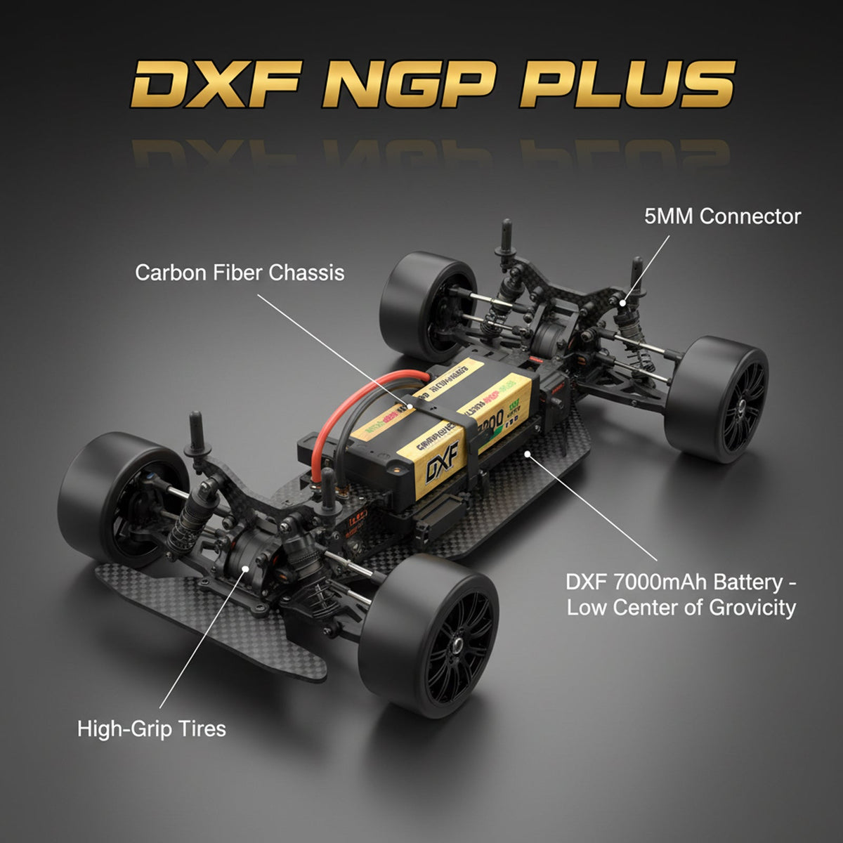 DXF 2S 7.6V 7000mAh 150C NGP PLUS Series HV LiPo Battery LCG Hardcase with 5mm Bullet to Deans Plug for 1/8 1/10 RC Racing Cars, Drones & Boats (1-6 Pack Available)