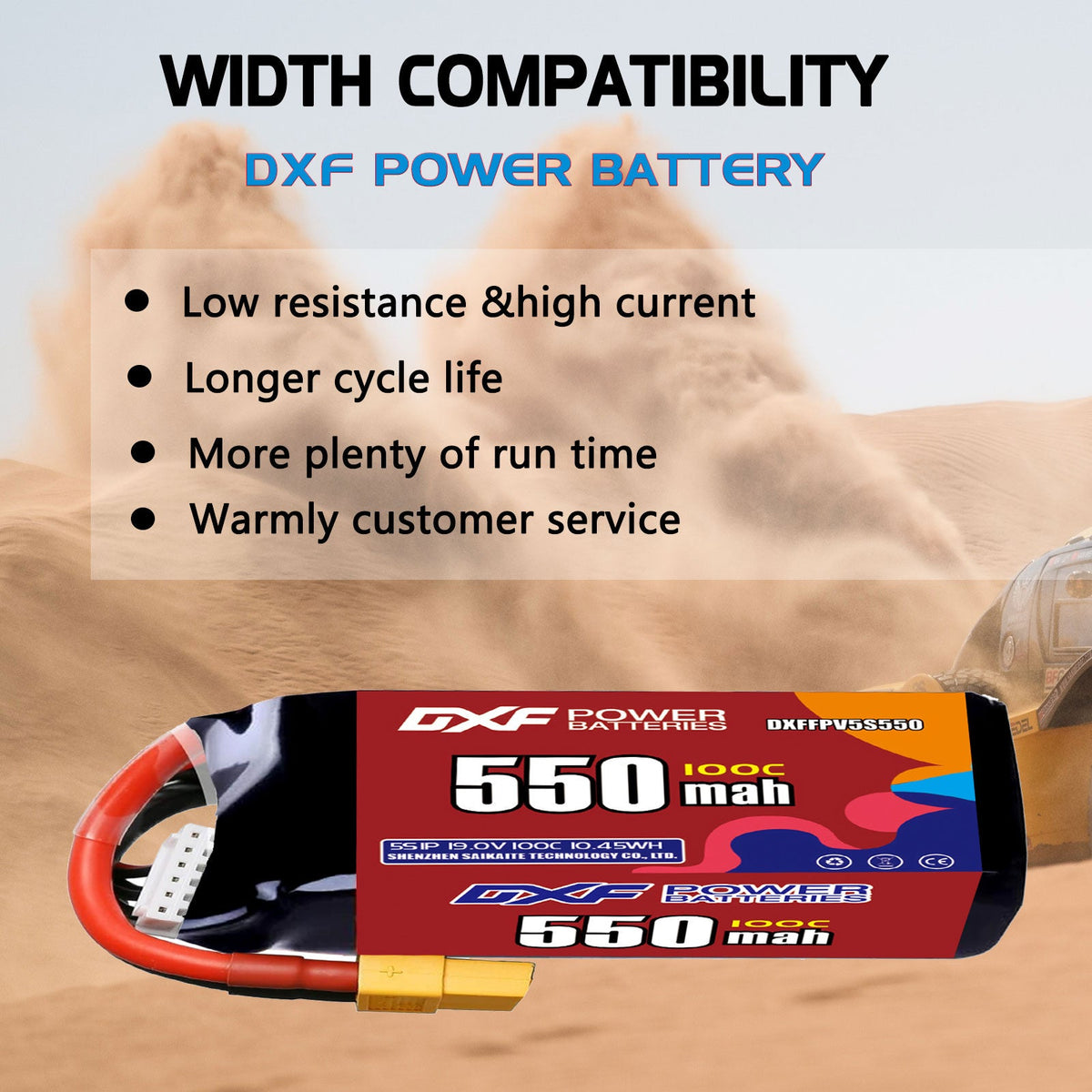 DXF 5S 19.0V 550mAh 100C LiPo Battery for FPV Micro Drones (PH2.0 / JST / XT30 / SM / XT60 / EC5 / XT90 Options)
