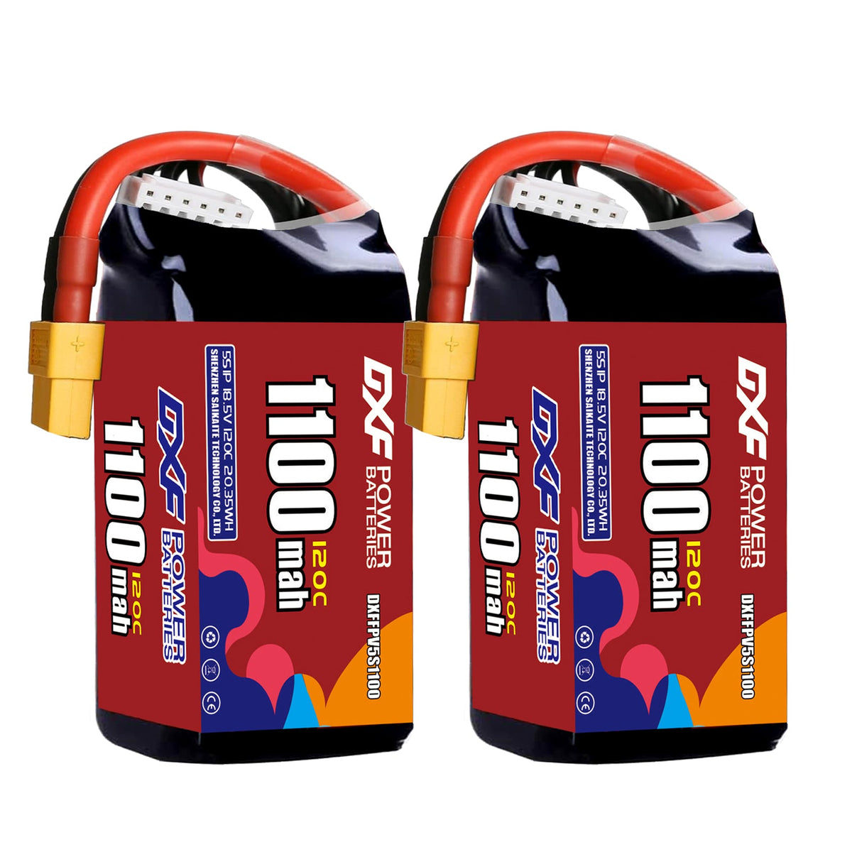 DXF 5S 18.5V 1100mAh 120C LiPo Battery for FPV Micro Drones (PH2.0 / JST / XT30 / SM / XT60 / EC5 / XT90 Options)