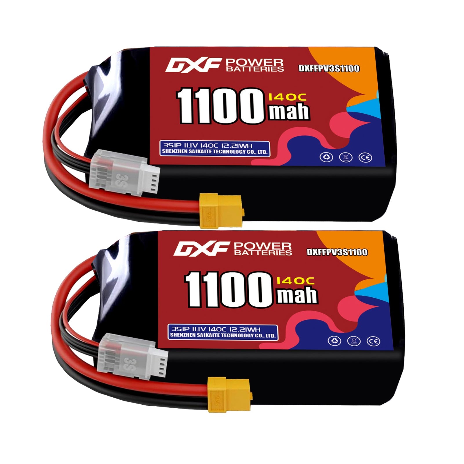 DXF 3S 11.1V 1100mAh 140C LiPo Battery for FPV Micro Drones (PH2.0 / JST / XT30 / SM / XT60 / EC5 / XT90 Options)