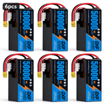 DXF 6S 23.1V 50000mAh 15C Soft Case LiPo Battery with 8AWG Wire for Toy Cars, Boats, UAVs & Drones (1-6 Pack)