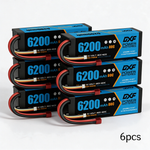 DXF 3S 11.1V 6200mAh 80C Graphene Hardcase LiPo Battery with Deans/T-Plug & 10AWG Wire (1-6 Pack)