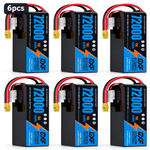 DXF SEMI-SOLID 12S 46.2V 72000mAh 15C Soft Case LiPo Battery with 8AWG Wire for Toy Cars, Boats, UAVs & Drones (1-6 Pack)