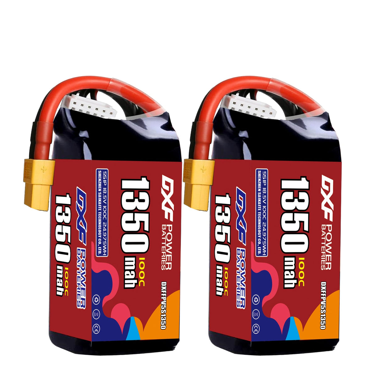DXF 5S 18.5V 1350mAh 100C LiPo Battery for FPV Micro Drones (PH2.0 / JST / XT30 / SM / XT60 / EC5 / XT90 Options)