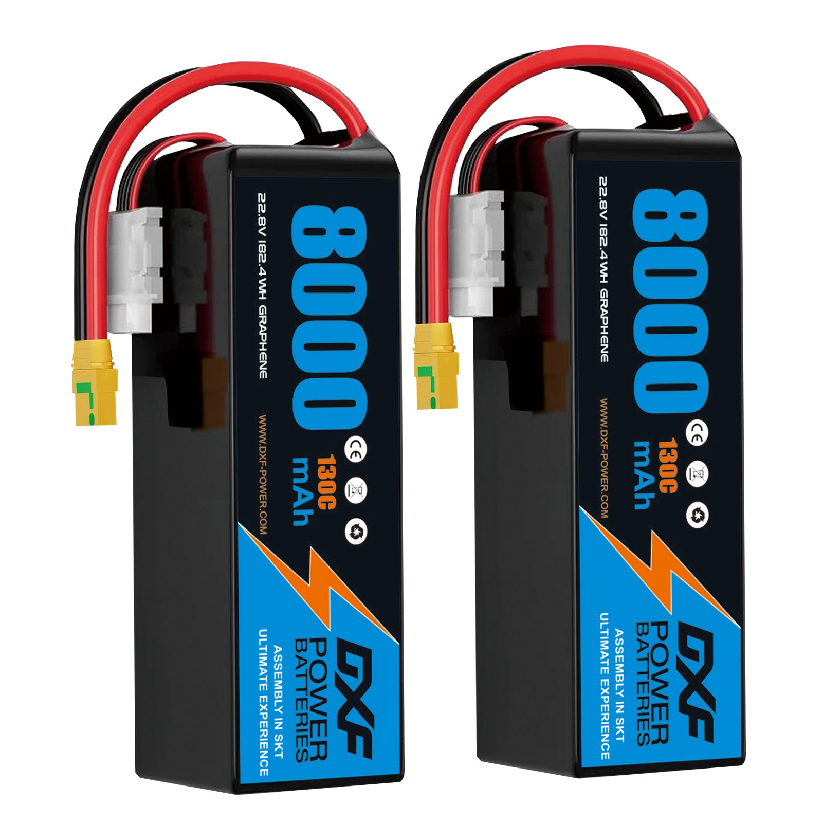 DXF LiPo Battery 6S HV 22.8V 8000mAh 130C Graphene Softcase Blue with EC5 / T / TRX / XT60 / XT90 / XT150 / Q8s Plug for RC 1/8 1/10 Buggy Truck Car Off-Road Drone