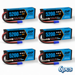 DXF 4S 14.8V 5200mAh 80C BLUE Series Graphene LiPo Hardcase Battery with 10AWG EC5 Plug for 1/8 1/10 RC Car Truck Boat Drone (1-6 Pack Available)