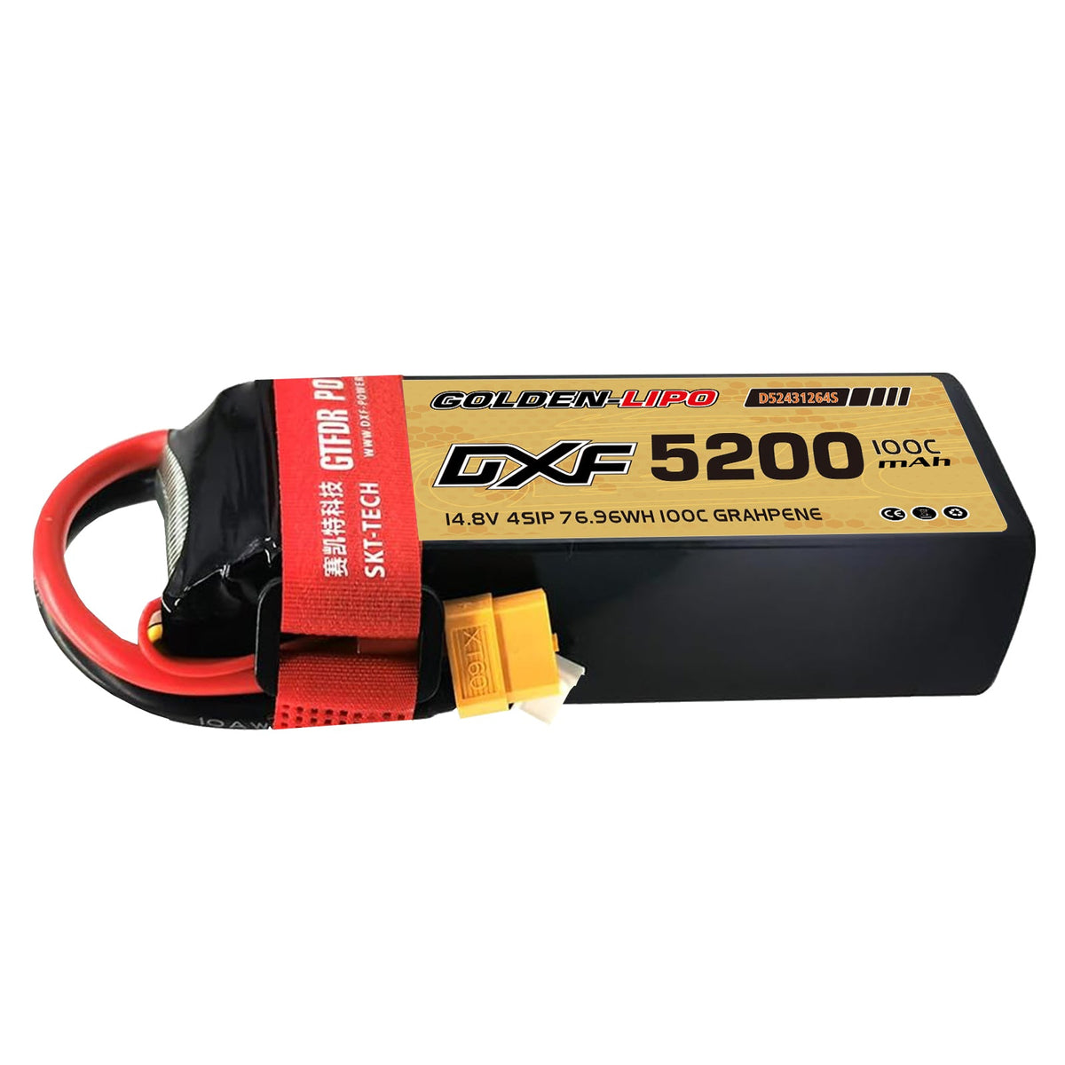 DXF Lipo Battery 4S 14.8V 5200mAh 100C Graphene Softcase with EC5 / T / TRX / XT60 / XT90 / XT150 / Q8s Plug for RC 1/8 1/10 Buggy Truck Car Off-Road Drone