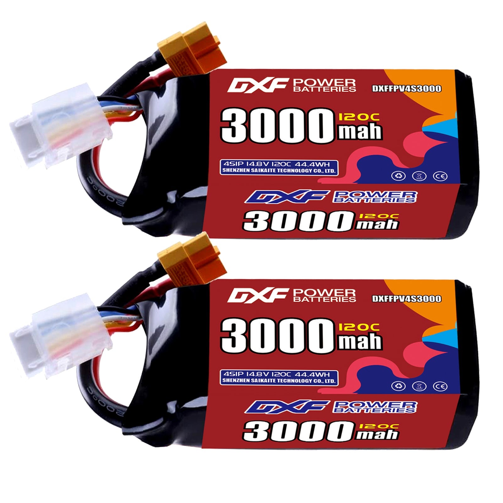 DXF 4S 14.8V 3000mAh 120C LiPo Battery for FPV Micro Drones (PH2.0 / JST / XT30 / SM / XT60 / EC5 / XT90 Options)