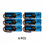 DXF 3S 11.1V 5200mAh 100C Hardcase LiPo Battery with 10AWG EC5 for 1/8 1/10 RC Cars, Trucks, Buggies (1-6 Pack Available)